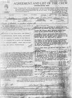 Agreement and List of Crew for the S.S. Caribou, Page 1 - L'accord et la liste de Servent d' �quipier pour S.S. Caribou, la page 1