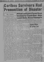 Caribou Survivors Had Premonition of Disaster - Les survivants de caribou ont eu la Pr�monition du d�sastre