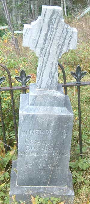 Doherty Headstone, Located in the Catholic cemetery, Trinity, NL, Canada - Pierre tombale de Doherty, située dans le cimetière catholique, Trinity, NL, Canada.