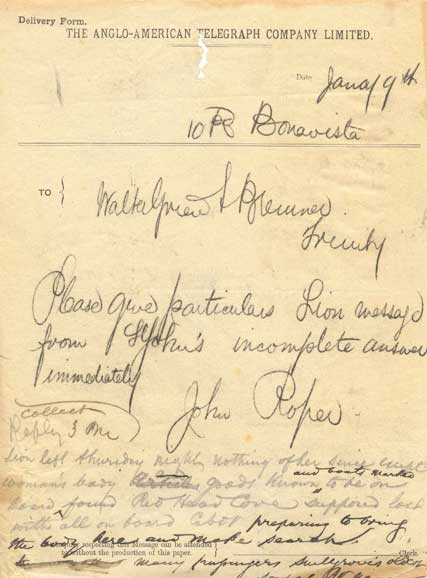 S.S. Lion Telegram - Tlgramme De S.S. Lion