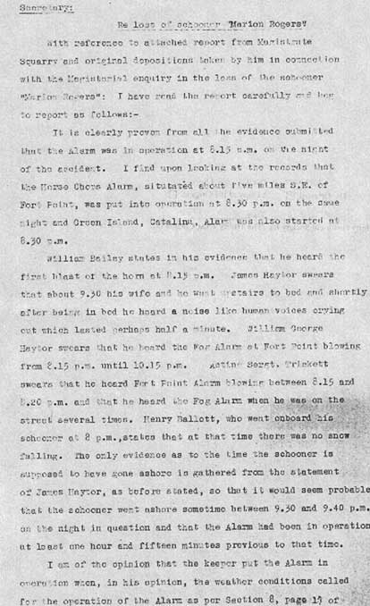 Loss of the Marion Rogers, Page 1 - Perte du Marion Rogers, Page 1