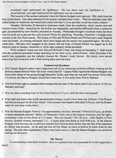 The Schooner Marion Rogers and Her Crew, Lost to the North Atlantic - Page 6