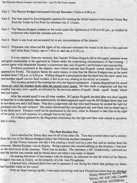 The Schooner Marion Rogers and Her Crew, Lost to the North Atlantic - Page 7