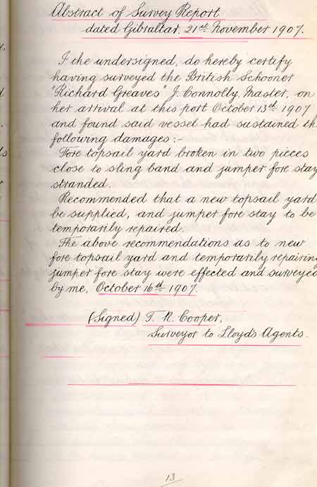 Statement of General Average per the Richard Greaves - Rapport de moyenne g�n�rale par Richard Greaves