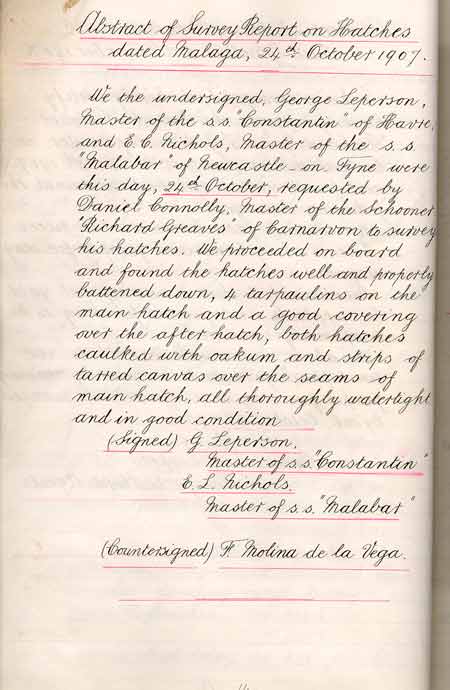 Statement of General Average per the Richard Greaves - Rapport de moyenne g�n�rale par Richard Greaves