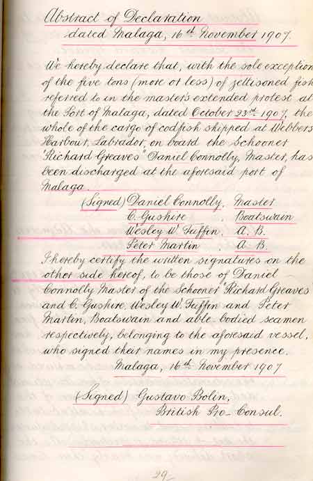 Statement of General Average per the Richard Greaves - Rapport de moyenne g�n�rale par Richard Greaves